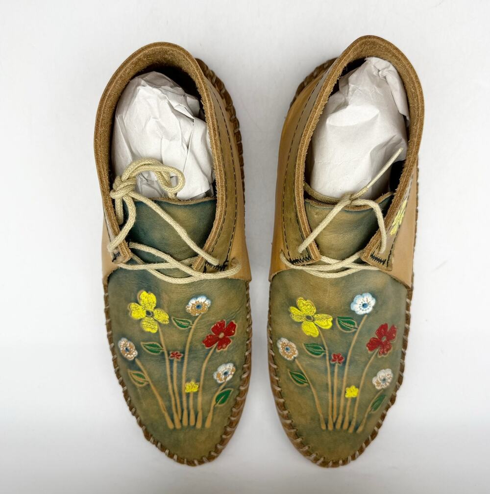 Wrangler Womens Vintsasge 70s Moccasin Booties US 7.5 M Tan Floral Leather